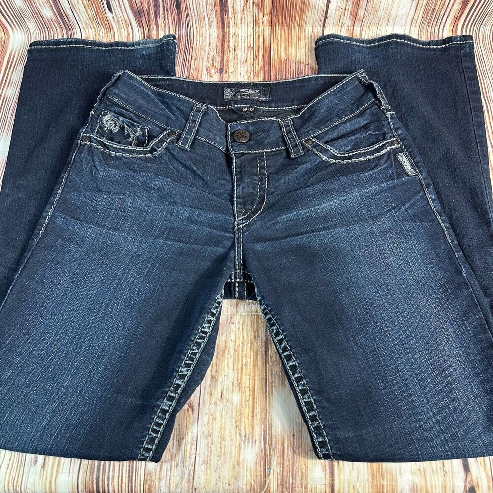 Silver SUKI Womens Size 29 Blue Mid Rise Boot Cut Jeans Denim Pants 27x30.5 - Picture 2 of 12